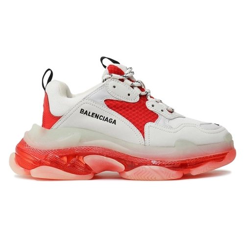 BALENCIAGA TRIPLE S CLEAR SOLE WHITE RED,BALENCIAGA TRIPLE S,BALENCIAGA