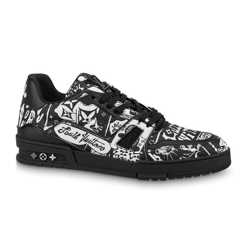 Louis Vuitton Trainer Comic Motifs Black White,Louis Vuitton Trainer,LOUIS VUITTON Reps Sneakers,Other Brand Reps Sneakers