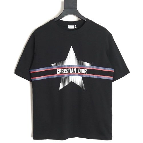 Dior classic vertical striped five-star short-sleeved T-shirt TSK2,All order with free shipping Dior