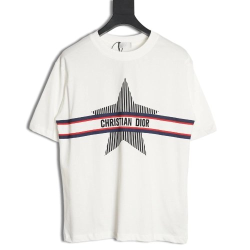 Dior classic vertical striped five-star short-sleeved T-shirt TSK1,All order with free shipping Dior