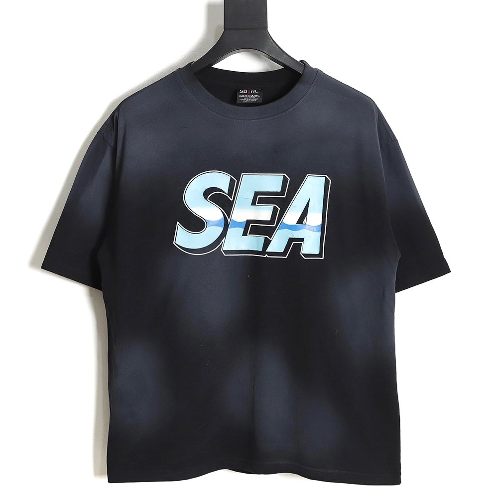 Saint Micheal 23SS sea letter washed short-sleeved T-shirt,All order with free shipping Saint Michael