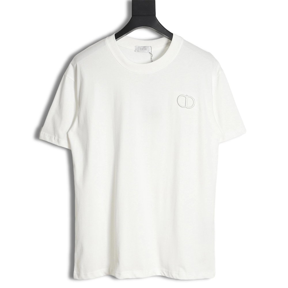 Dior Chest CD Letter Embroidered Short Sleeve T-Shirt,All order with free shipping Dior