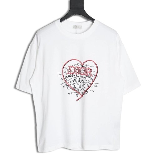 Dior Love Couple Round Neck Short Sleeve T-Shirt,All order with free shipping Dior