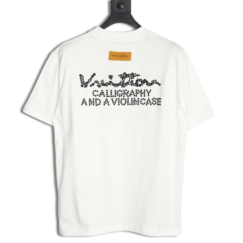 Reps Louis Vuitton Embroidered Beaded Short Sleeve T-Shirt,All order with free shipping Reps Louis Vuitton