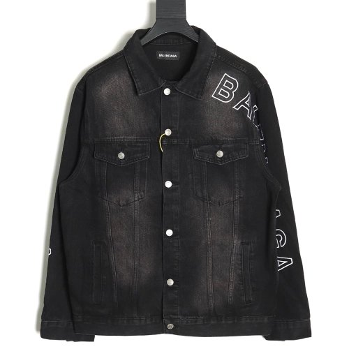 Balenciaga logoembroidered singlebreasted denim jacket,Balenciaga Jacket,Jacket,APPAREL