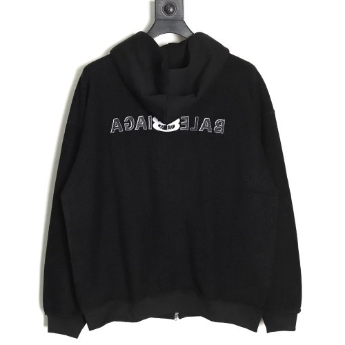 Balenciaga reverse embroidered double ring zipper hooded jacket,Balenciaga Jacket,Jacket,APPAREL