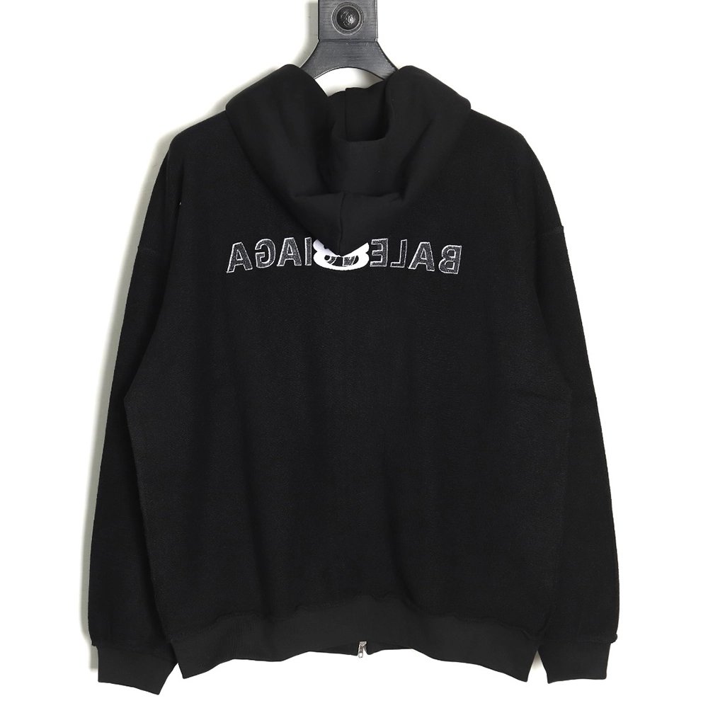 Balenciaga reverse embroidered double ring zipper hooded jacket,Balenciaga Jacket,Jacket,APPAREL