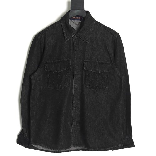 Louis vuitton pocket embossed denim jacket shirt,Louis Vuitton Jacket,Jacket,APPAREL