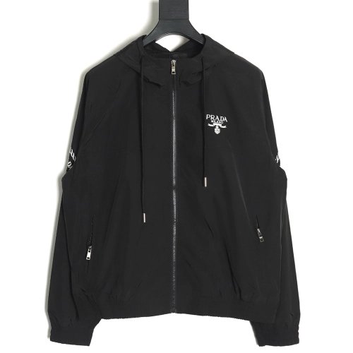 Prada Embroidered Logo ZipUp Jacket TSK1,Prada Jacket,Jacket,APPAREL