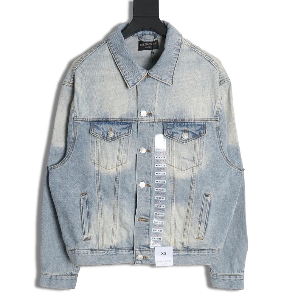 Balenciaga 24SS cardboard label denim jacket,Balenciaga Jacket,Jacket,APPAREL