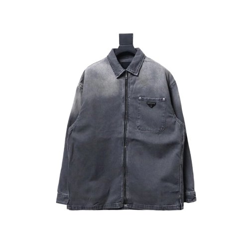 Prada Denim ZipUp Jacket,Prada Jacket,Jacket,APPAREL