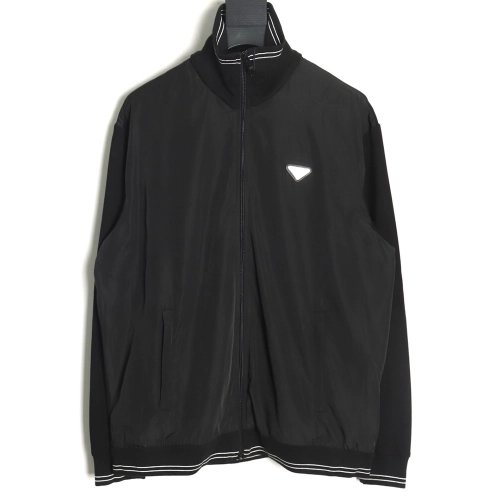 Prada triangle logo stand collar zipup jacket,Prada Jacket,Jacket,APPAREL