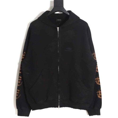 Balenciaga Balenciaga 23FW Sanskrit muddyed distressed zipper hooded jacket,Balenciaga Jacket,Jacket,APPAREL