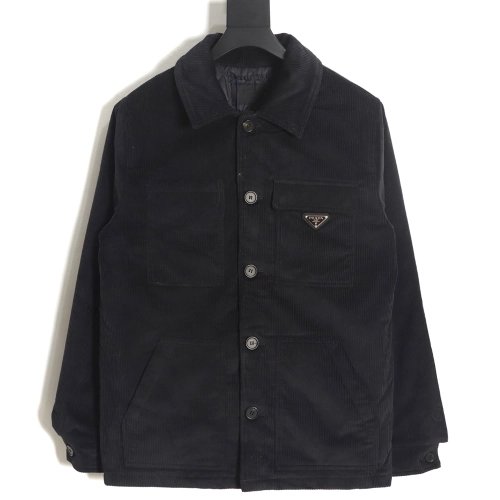 PRADA 23FW pocket corduroy longsleeved shirt jacket navy blue,Prada Jacket,Jacket,APPAREL