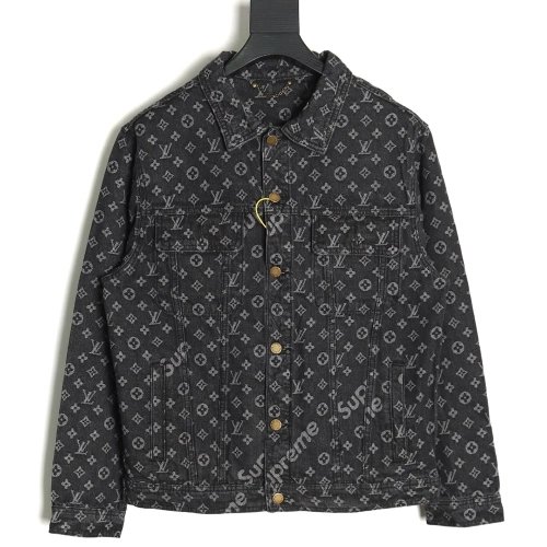 Louis vuitton Supreme joint full print denim jacket TSK1,Louis Vuitton Jacket,Jacket,APPAREL