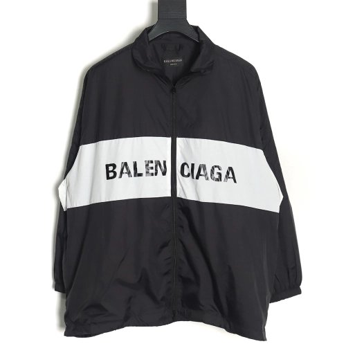 Balenciaga patchwork slogan windbreaker jacket TSK4,Balenciaga Jacket,Jacket,APPAREL