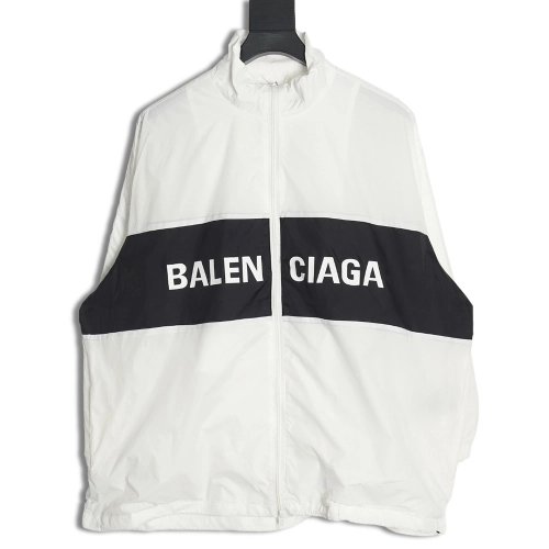 Balenciaga patchwork slogan windbreaker jacket TSK3,Balenciaga Jacket,Jacket,APPAREL