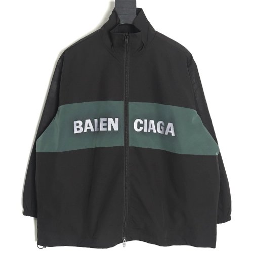 Balenciaga patchwork slogan windbreaker jacket TSK2,Balenciaga Jacket,Jacket,APPAREL