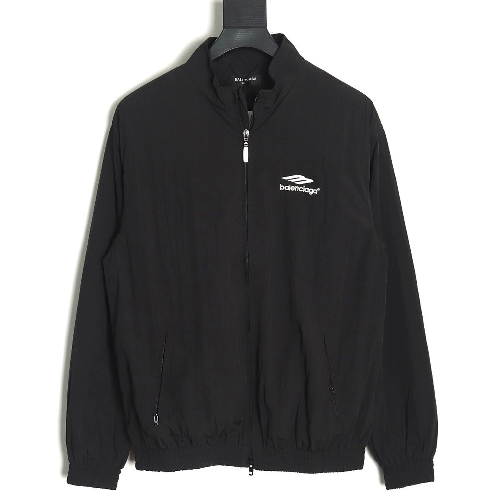 Balenciaga 3B embroidered allblack sports suit jacket,Balenciaga Jacket,Jacket,APPAREL