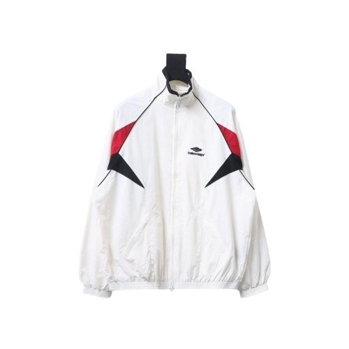 Balenciaga red and white stitching sports jacket,Balenciaga Jacket,Jacket,APPAREL