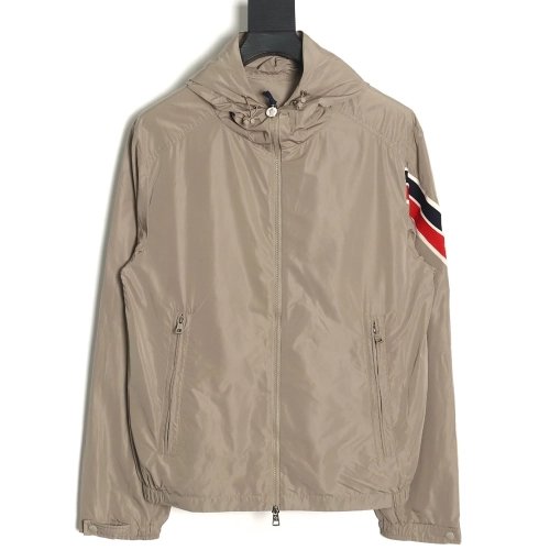 Moncler Tricolor Trim Sleeve Striped Hooded Jacket,Moncler Jacket,Jacket,APPAREL