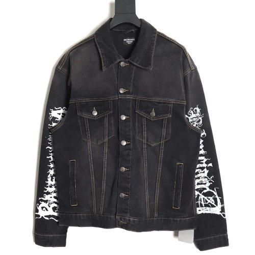 Balenciaga 24SS Year of the Dragon limited graffiti denim jacket,Balenciaga Jacket,Jacket,APPAREL