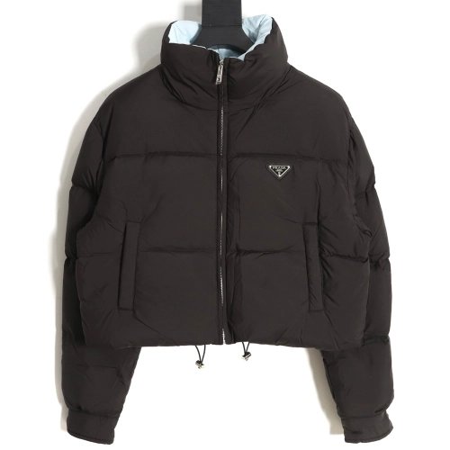 Prada inverted triangle stand collar short down jacket,Prada Jacket,Jacket,APPAREL