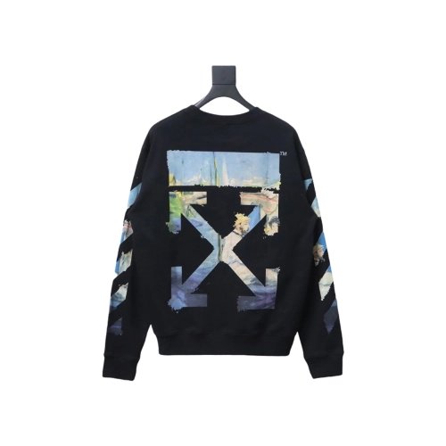 Off white oil painting print crew neck sweatshirt TSK1,Off White Sweatshirt,Sweatshirt,APPAREL