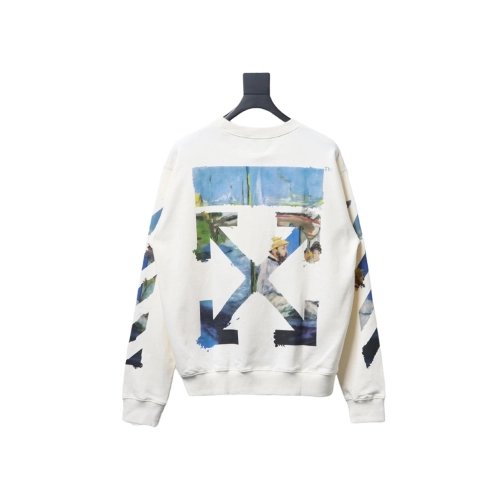 Off white oil painting print crew neck sweatshirt,Off White Sweatshirt,Sweatshirt,APPAREL