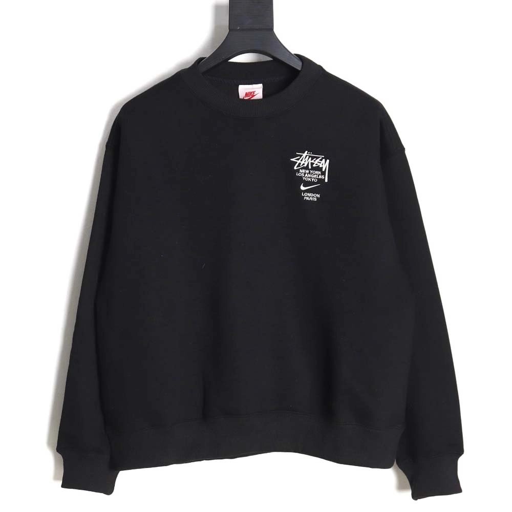 Nike x Stussy Nike Stussy joint 23SS solid color embroidered logo velvet sweatshirt_CM_1,Stussy Sweatshirt,Sweatshirt,APPAREL