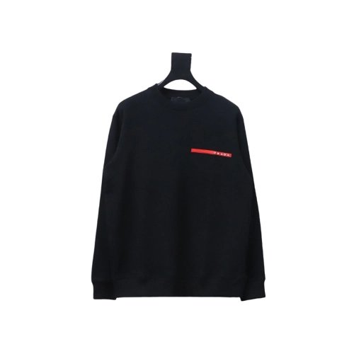 Prada classic red striped crew neck sweatshirt TSK1,Cheap Replica Reps Prada