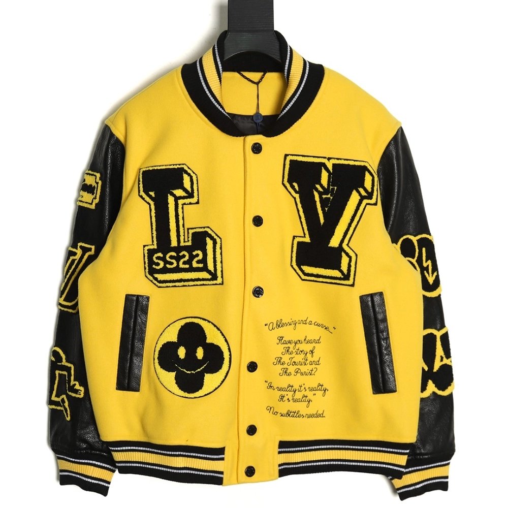 Louis vuitton baseball jacket with lettering logo TSK3,Cheap Replica Reps Louis Vuitton