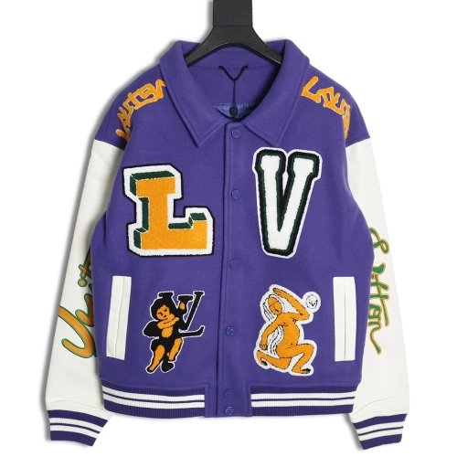 Louis vuitton baseball jacket with lettering logo TSK2,Cheap Replica Reps Louis Vuitton