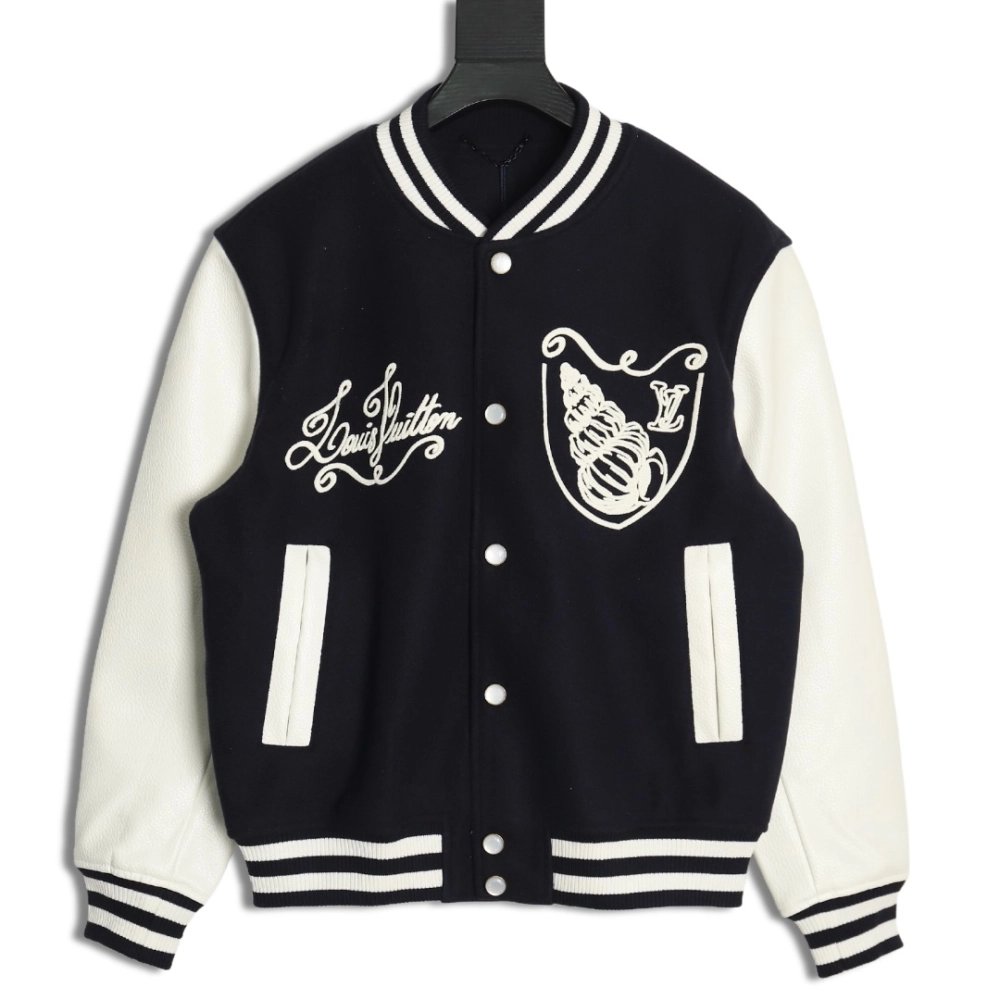 Louis Vuitton conch embroidered logo baseball jacket SXL,Cheap Replica Reps Louis Vuitton