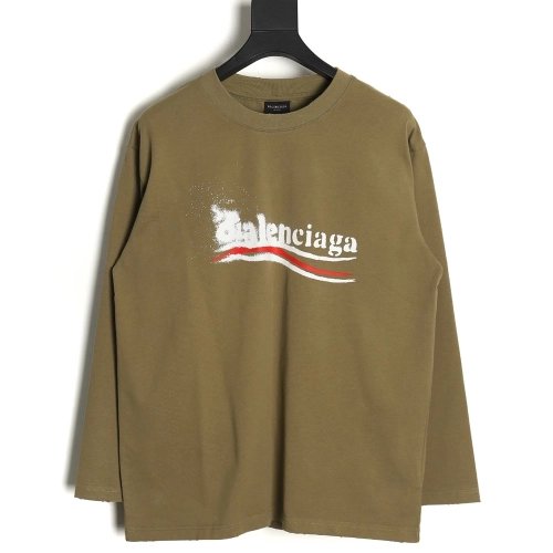 Balenciaga Blurred Coke Print Washed Ripped Long Sleeves TSK1,Cheap Replica Reps Balenciaga