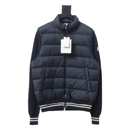 Moncler patchwork stand collar thin down jacket,Cheap Replica Reps Moncler