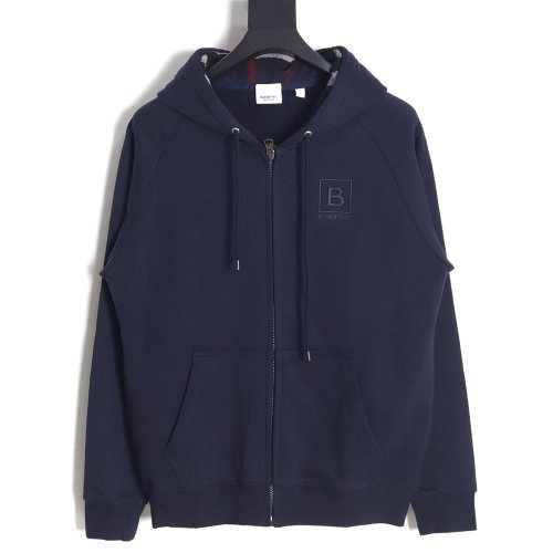 Burberry B Check Hooded ZipUp Hoodie TSK2,Cheap Replica Reps Burberry