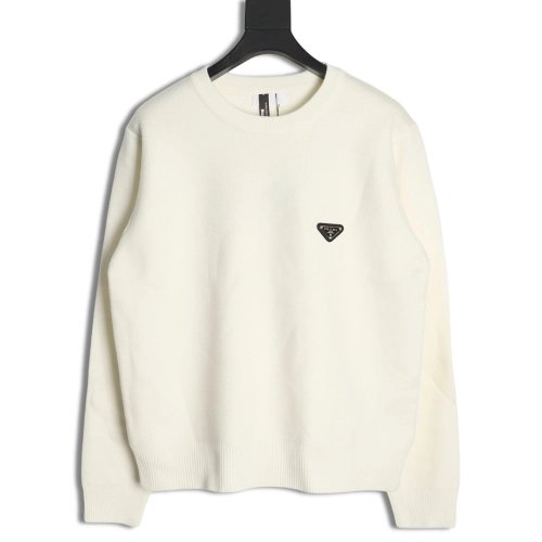 Prada triangle logo knitted sweater,Cheap Replica Reps Prada