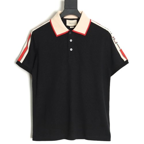 Gucci classic shoulder jacquard webbing Polo short sleeve,Cheap Replica Reps Gucci