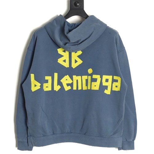 Balenciaga tape haze blue hooded sweatshirt,Cheap Replica Reps Balenciaga