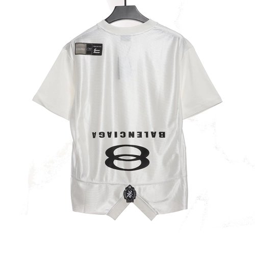 Balenciaga patchwork embroidered jersey short sleeves white,Cheap Replica Reps Balenciaga