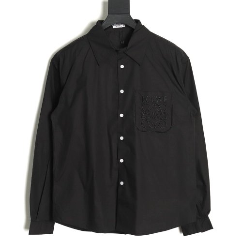 Loewe chest pocket embroidered lapel shirt TSK1,Cheap Replica Reps Loewe