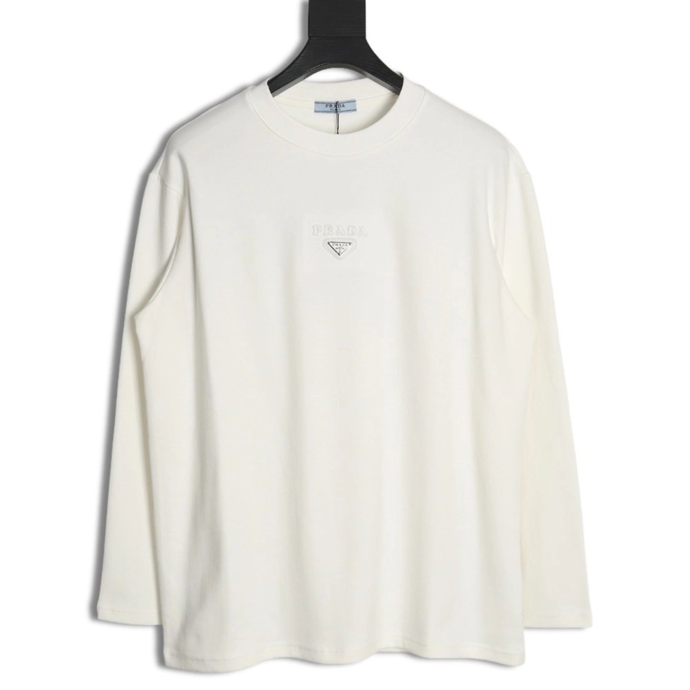 Prada metal triangle logo embossed long sleeves,Cheap Replica Reps Prada