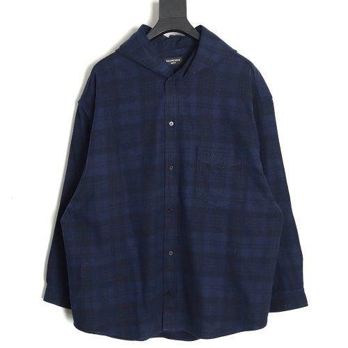 Balenciaga Flannel Check Hooded Jacket,Cheap Replica Reps Balenciaga