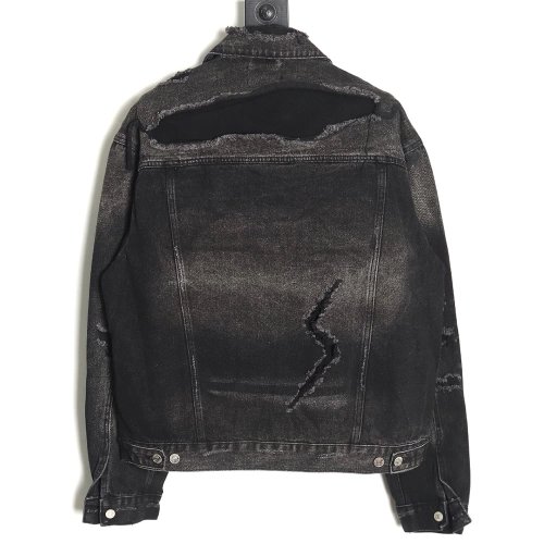 Balenciaga distressed lightning denim jacket,Cheap Replica Reps Balenciaga