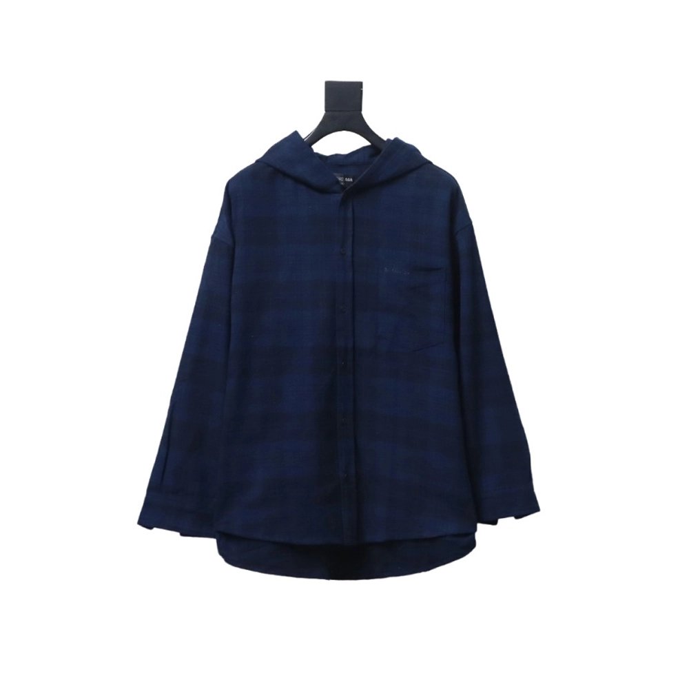 Balenciaga Flannel Check Hooded Jacket,Cheap Replica Reps Balenciaga