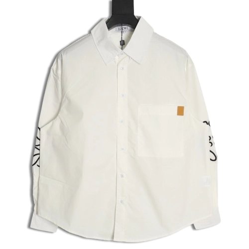 Loewe double sleeve embroidered logo shirt,Loewe Shirt,Shirt,APPAREL