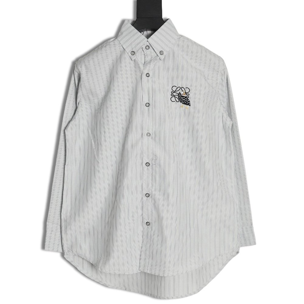 Loewe Pocket Guinea Fowl Embroidery Lapel Shirt,Loewe Shirt,Shirt,APPAREL