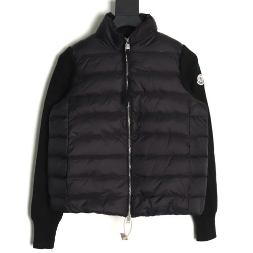 Moncler patchwork knitted stand collar lightweight down jacket,Moncler Jacket,Jacket,APPAREL