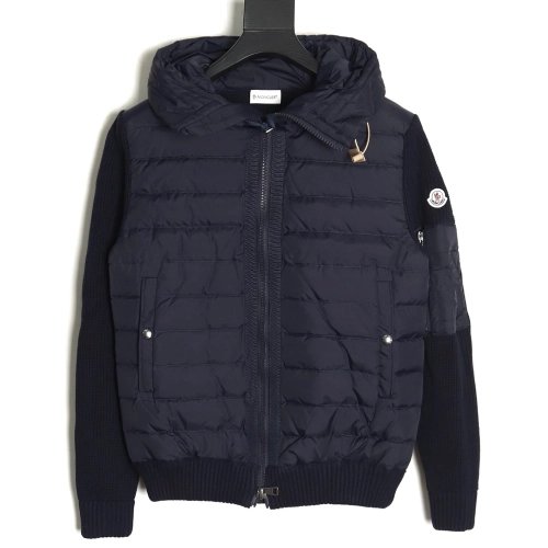 Moncler patchwork knitted hooded lightweight down jacket,Moncler Jacket,Jacket,APPAREL